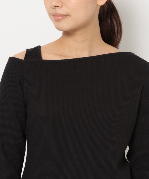 mysty woman(ミスティウーマン)の「バックシャンアシメネックプルオーバー 937638(Tシャツ/カットソー・レディース・ブラック/オフホワイト/カーキ・FREE)」の14枚目の写真