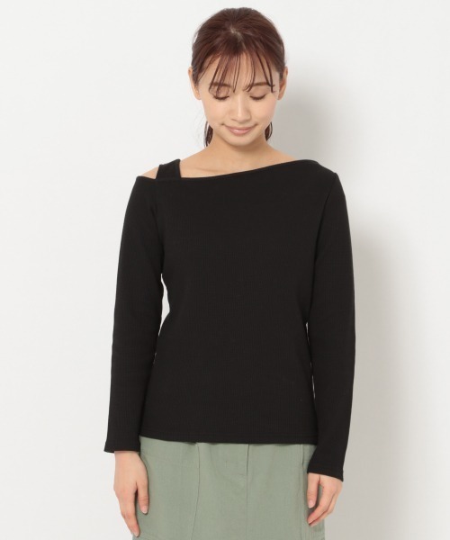 mysty woman(ミスティウーマン)の「バックシャンアシメネックプルオーバー 937638(Tシャツ/カットソー・レディース・ブラック/オフホワイト/カーキ・FREE)」の16枚目の写真