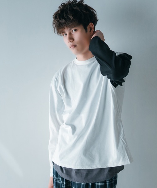 ARCADE(アーケード)の「360 サンロクマル 【アンサンブル 2枚セット】 ルーズカットソー×ノースリーブ(Tシャツ/カットソー・メンズ・ブルー/ブラック/オリーブ/ホワイト/ホワイト系その他/グレー系その他・M/L)」の3枚目の写真
