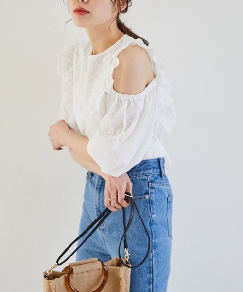 Heather(ヘザー)の「【顔面最強ブラウス】コットンレースフリルブラウス(5分袖)_942526(シャツ/ブラウス・レディース・ホワイト/ブラック/グリーン・FREE)」の14枚目の写真