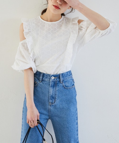 Heather(ヘザー)の「【顔面最強ブラウス】コットンレースフリルブラウス(5分袖)_942526(シャツ/ブラウス・レディース・ホワイト/ブラック/グリーン・FREE)」の15枚目の写真