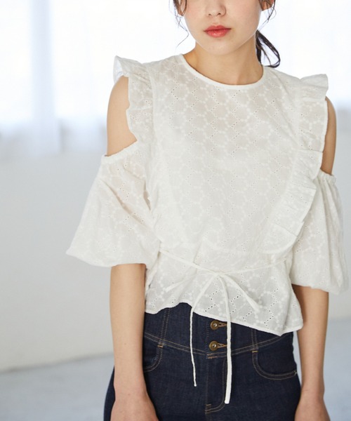 Heather(ヘザー)の「【顔面最強ブラウス】コットンレースフリルブラウス(5分袖)_942526(シャツ/ブラウス・レディース・ホワイト/ブラック/グリーン・FREE)」の16枚目の写真