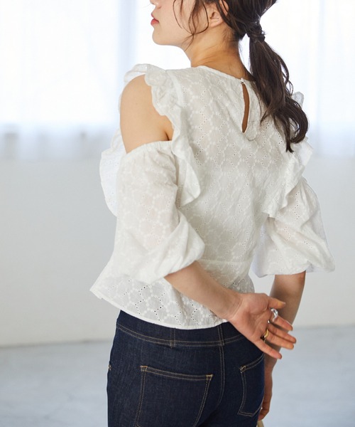 Heather(ヘザー)の「【顔面最強ブラウス】コットンレースフリルブラウス(5分袖)_942526(シャツ/ブラウス・レディース・ホワイト/ブラック/グリーン・FREE)」の17枚目の写真