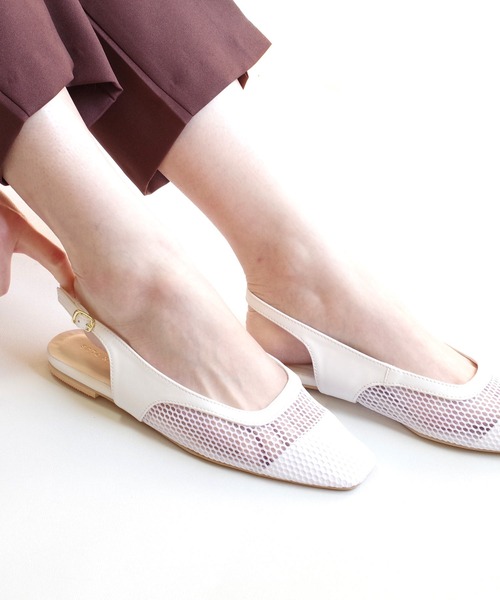 AmiAmi（アミアミ）の「スクエアトゥフィッシュネットミュール（パンプス・レディース・ホワイト/ブラック/ベージュ/ブラウン・LL/S/M/L）」の19枚目の写真