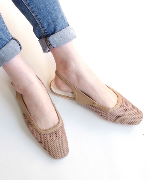 AmiAmi（アミアミ）の「スクエアトゥフィッシュネットミュール（パンプス・レディース・ホワイト/ブラック/ベージュ/ブラウン・LL/S/M/L）」の12枚目の写真