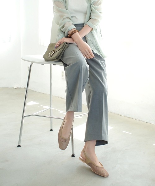 AmiAmi（アミアミ）の「スクエアトゥフィッシュネットミュール（パンプス・レディース・ホワイト/ブラック/ベージュ/ブラウン・LL/S/M/L）」の9枚目の写真