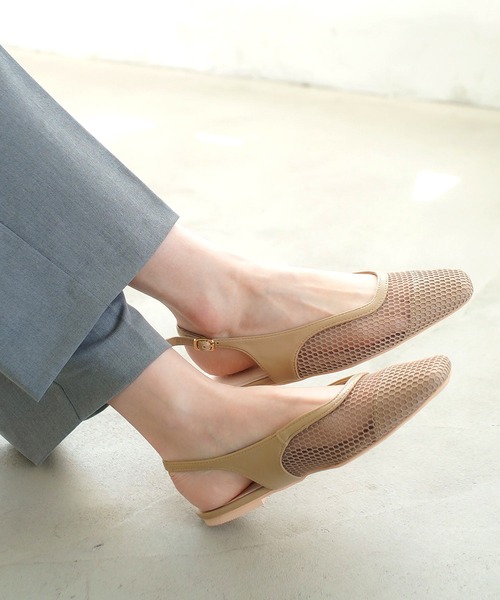 AmiAmi（アミアミ）の「スクエアトゥフィッシュネットミュール（パンプス・レディース・ホワイト/ブラック/ベージュ/ブラウン・LL/S/M/L）」の5枚目の写真