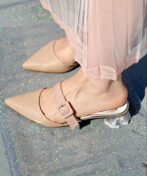 En Punto（エンプント）の「売切終了★【ラス１】クリア変形ミュール（パンプス・レディース・ダークウッド/ネイビー系6/ホワイト系9・S/M/L/LL）」の5枚目の写真