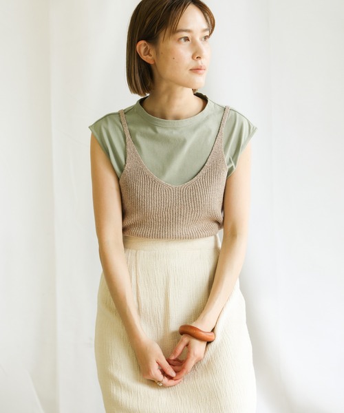 【MOCA】<H>ニットキャミソール 2021 SS ミックスリブ編みニットキャミソール（タンクトップ）｜select