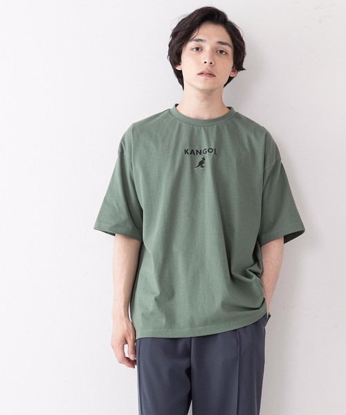 KANGOL（カンゴール）の「【KANGOL/カンゴール】ワンポイントブランドロゴ刺繍入り　ビッグシルエットＴシャツ（Tシャツ/カットソー・メンズ・ベージュ/ホワイト/ブラック/オリーブ/ブルー・LARGE/MEDIUM/X-LARGE）」の5枚目の写真