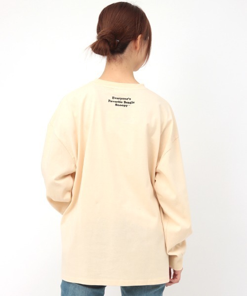 PEANUTS(ピーナッツ)の「スヌーピー ワンポイント刺繍ロングTシャツ(Tシャツ/カットソー・レディース・ブラック/オフホワイト・FREE)」の19枚目の写真