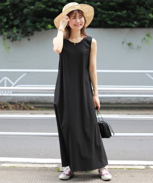 SLOBE IENA(スローブイエナ)の「ドライカットノースリーブフレアワンピース【手洗い可能】◆(ワンピース・レディース・ブラック/ブルー・FREE)」の3枚目の写真