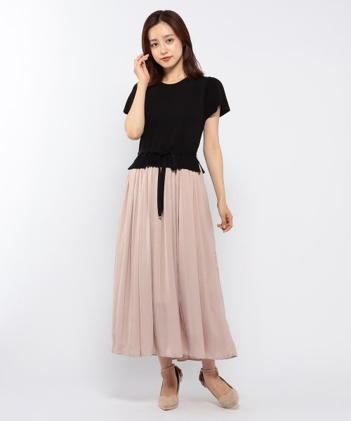 ワンピース Mischサテン切替ニットワンピース ワンピース Misch Masch ミッシュマッシュ のファッション