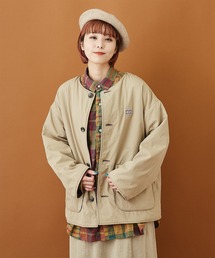 CUBE SUGAR | 綿ナイロン × フリース ノーカラー リバーシブル ジャケット(ノーカラージャケット)