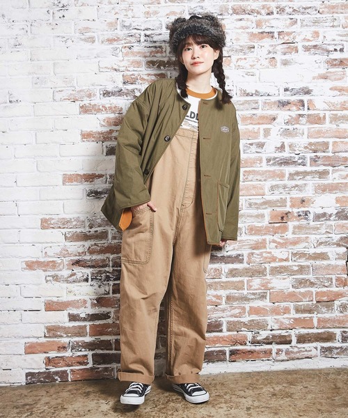 CUBE SUGAR（キューブシュガー）の「綿ナイロンフリースノーカラーリバーシブルジャケット（ノーカラージャケット・レディース・ネイビー/カーキ/ベージュ/ピンク・M）」の11枚目の写真