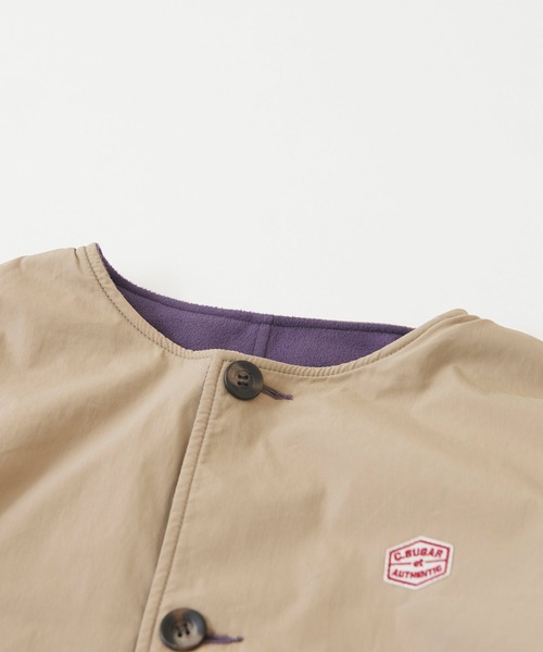 CUBE SUGAR（キューブシュガー）の「綿ナイロンフリースノーカラーリバーシブルジャケット（ノーカラージャケット・レディース・ネイビー/カーキ/ベージュ/ピンク・M）」の13枚目の写真