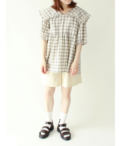 ehka sopo（エヘカソポ）の「タックショートパンツ（その他パンツ・レディース・ベージュ/カーキ/キナリ・ﾌﾘ-）」の10枚目の写真