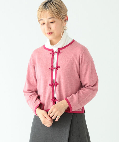 BEAMS BOY（ビームスボーイ）の「BEAMS BOY / 12ゲージ チャイナ トリム カーディガン（カーディガン/ボレロ・レディース・ピンク/チャコールグレー・1/2）」の9枚目の写真