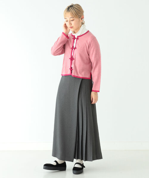 BEAMS BOY（ビームスボーイ）の「BEAMS BOY / 12ゲージ チャイナ トリム カーディガン（カーディガン/ボレロ・レディース・ピンク/チャコールグレー・1/2）」の10枚目の写真