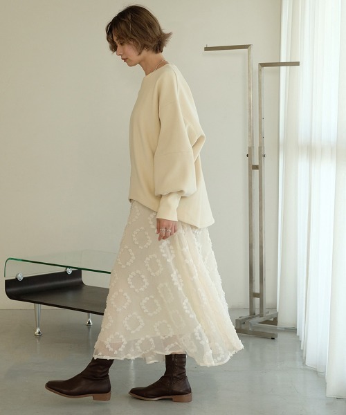 Bab（バブ）の「【WEB限定】モチーフフレアスカート（スカート・レディース・ブラック/ベージュ・M）」の9枚目の写真