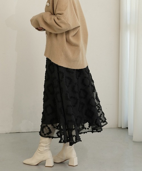 Bab（バブ）の「【WEB限定】モチーフフレアスカート（スカート・レディース・ブラック/ベージュ・M）」の15枚目の写真