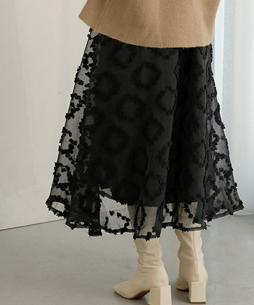 Bab（バブ）の「【WEB限定】モチーフフレアスカート（スカート・レディース・ブラック/ベージュ・M）」の17枚目の写真