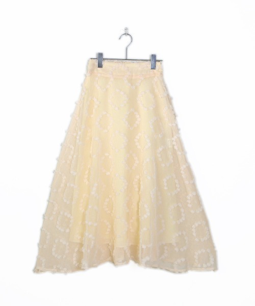 Bab（バブ）の「【WEB限定】モチーフフレアスカート（スカート・レディース・ブラック/ベージュ・M）」の4枚目の写真