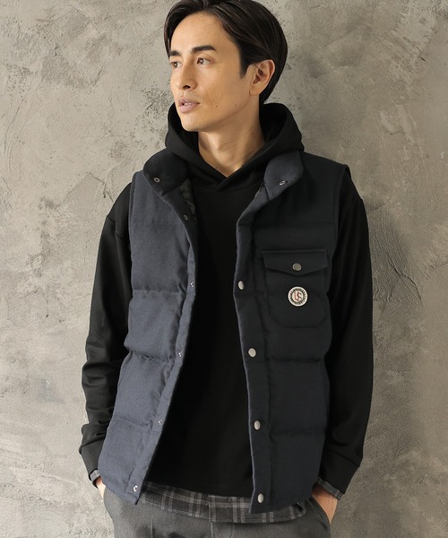 UNION STATION（ユニオンステーション）の「ホームスパンストレッチ中綿ベスト（ダウンベスト・メンズ・グレー/ネイビー・M/LL/L）」の2枚目の写真