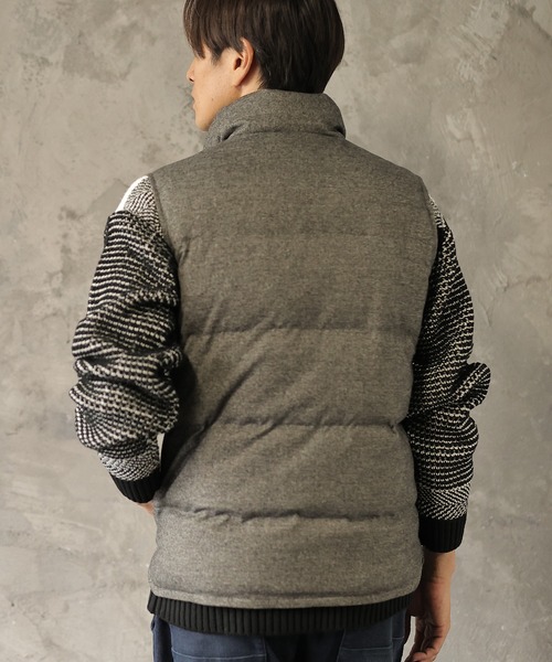 UNION STATION（ユニオンステーション）の「ホームスパンストレッチ中綿ベスト（ダウンベスト・メンズ・グレー/ネイビー・M/LL/L）」の3枚目の写真