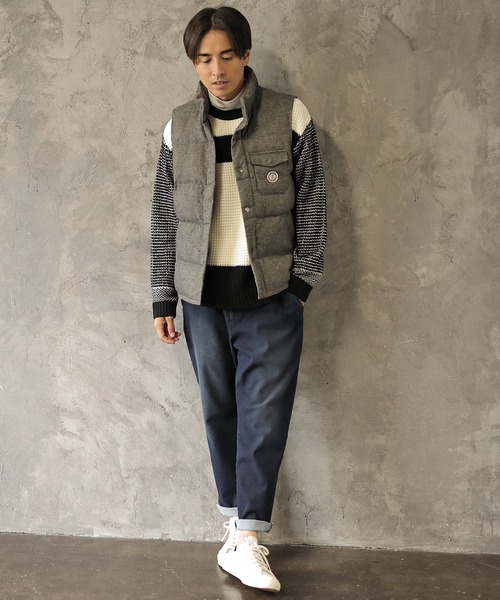 UNION STATION（ユニオンステーション）の「ホームスパンストレッチ中綿ベスト（ダウンベスト・メンズ・グレー/ネイビー・M/LL/L）」の19枚目の写真