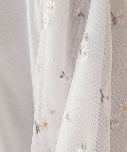 Cutie Blonde（キューティーブロンド）の「◆【S-L】袖チュールレースプルオーバー（Tシャツ/カットソー・レディース・ブラック/ダークグリーン/オフホワイト・01/02/03）」の7枚目の写真