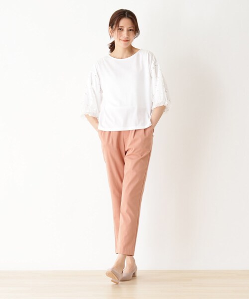 Cutie Blonde（キューティーブロンド）の「◆【S-L】袖チュールレースプルオーバー（Tシャツ/カットソー・レディース・ブラック/ダークグリーン/オフホワイト・01/02/03）」の4枚目の写真