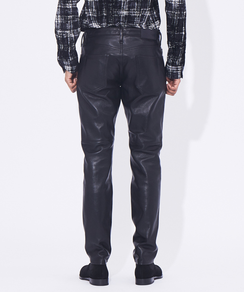 5351 Pour Les Hommes レザーブーツカットパンツ　レア 5351 POUR LES HOMMES パンツ ストレッチゴートレザーパンツ メンズ