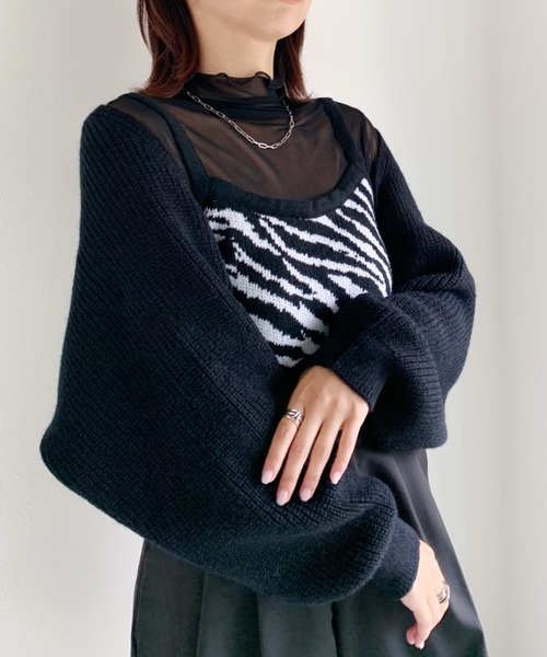 at12:03(アットイチニーゼロサン)の「ボレロニットカーデ(カーディガン/ボレロ・レディース・ブラック/グレー/アイボリー・FREE)」の1枚目の写真