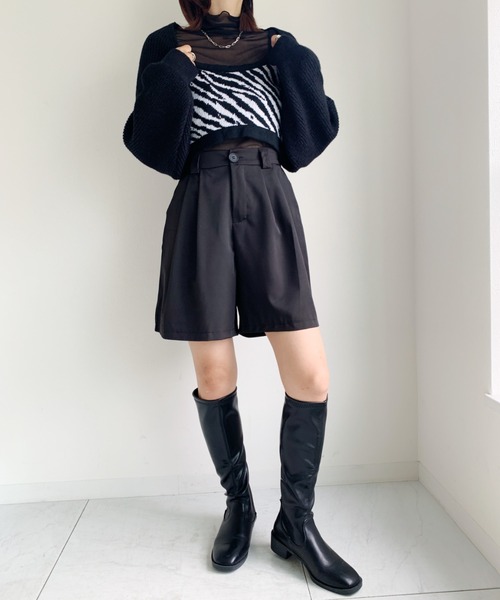 at12:03(アットイチニーゼロサン)の「ボレロニットカーデ(カーディガン/ボレロ・レディース・ブラック/グレー/アイボリー・FREE)」の6枚目の写真