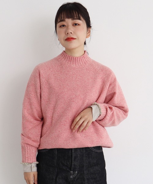 aimer le mieux（エメルミュー）の「aimer ラムナイロン撚杢 スタンドプルオーバー（ニット/セーター・レディース・オフホワイト/イエロー/グリーン/ピンク/パープル/レッド/ネイビー・FREE）」の6枚目の写真