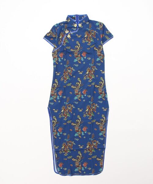 おしゃれスタ（オシャレスタ）の「チャイナドレス　ロング丈（コスチューム/パーティーグッズ・レディース・ゴールド/ブラック/ネイビー/ワイン/ピンク/レッド/ブラック系/サックスブルー/ブルー・M/XL/L）」の13枚目の写真