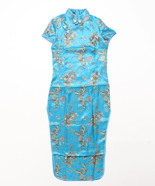 おしゃれスタ（オシャレスタ）の「チャイナドレス　ロング丈（コスチューム/パーティーグッズ・レディース・ゴールド/ブラック/ネイビー/ワイン/ピンク/レッド/ブラック系/サックスブルー/ブルー・M/XL/L）」の15枚目の写真