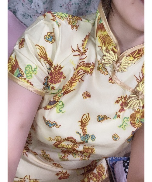 おしゃれスタ（オシャレスタ）の「チャイナドレス　ロング丈（コスチューム/パーティーグッズ・レディース・ゴールド/ブラック/ネイビー/ワイン/ピンク/レッド/ブラック系/サックスブルー/ブルー・M/XL/L）」の21枚目の写真