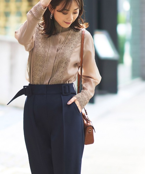 RUIRUE BOUTIQUE（ルイルエブティック）の「洗えるシークレットゴム　ストレート美脚パンツ（その他パンツ・レディース・サーモンピンク/テラコッタ/オフホワイト/ライトカーキ/ネイビー/ブラック/ブルー・3L/4L/L/LL/M/S/5L）」の8枚目の写真