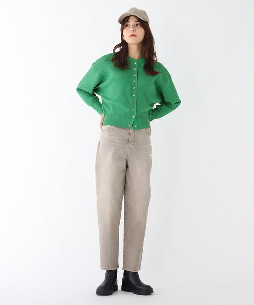 OPAQUE.CLIP(オペークドットクリップ)の「◆ランダムリブ スナップカーディガン(カーディガン/ボレロ・レディース・ブラック/グリーン/マスタード・38/40)」の4枚目の写真