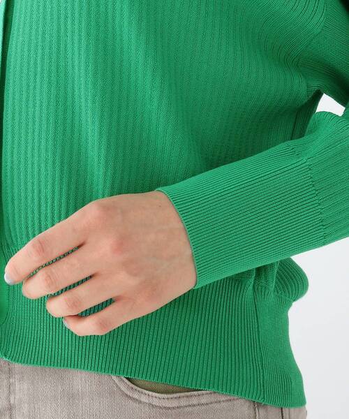 OPAQUE.CLIP(オペークドットクリップ)の「◆ランダムリブ スナップカーディガン(カーディガン/ボレロ・レディース・ブラック/グリーン/マスタード・38/40)」の12枚目の写真