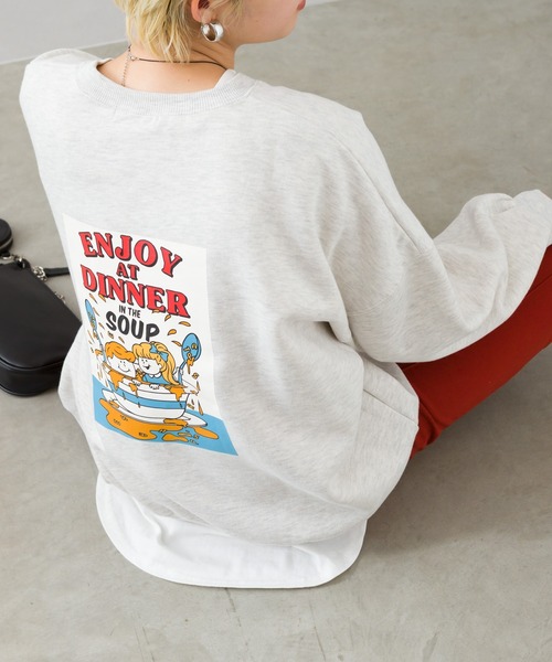 SpRay(スプレイ)の「スープキッズ裏起毛スウェット(スウェット・レディース・ブルー/グリーン/アイボリー/ラベンダー/オートミール/スミクロ・FREE)」の4枚目の写真