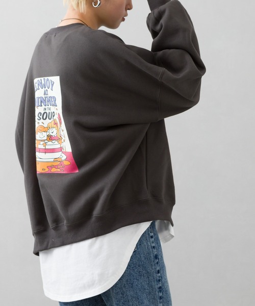 SpRay(スプレイ)の「スープキッズ裏起毛スウェット(スウェット・レディース・ブルー/グリーン/アイボリー/ラベンダー/オートミール/スミクロ・FREE)」の3枚目の写真