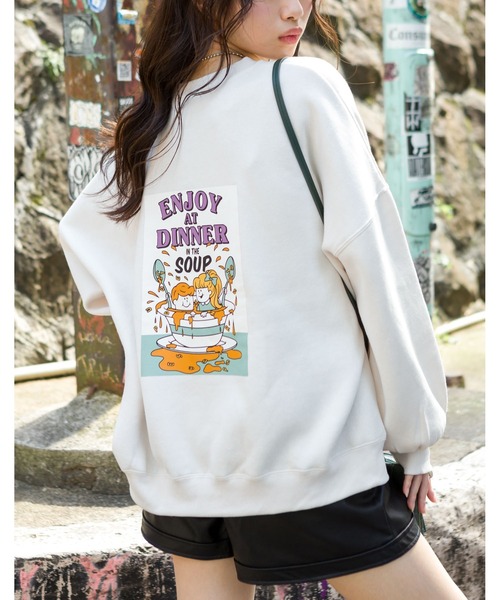 SpRay(スプレイ)の「スープキッズ裏起毛スウェット(スウェット・レディース・ブルー/グリーン/アイボリー/ラベンダー/オートミール/スミクロ・FREE)」の2枚目の写真