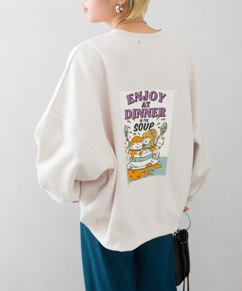 SpRay(スプレイ)の「スープキッズ裏起毛スウェット(スウェット・レディース・ブルー/グリーン/アイボリー/ラベンダー/オートミール/スミクロ・FREE)」の8枚目の写真