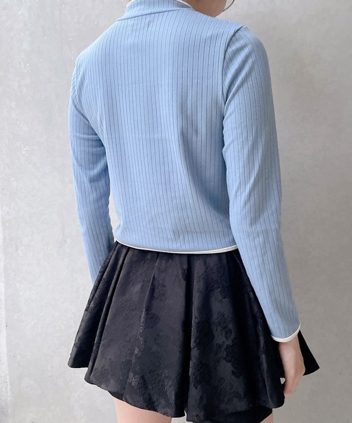 lilLilly(リルリリー)の「チャイナリブトップス(ニット/セーター・レディース・ホワイト/ブラック/ピンク/ブルー・FREE)」の12枚目の写真