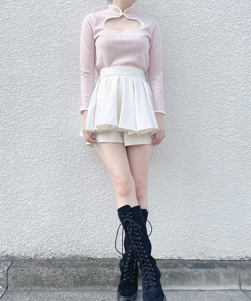 lilLilly(リルリリー)の「チャイナリブトップス(ニット/セーター・レディース・ホワイト/ブラック/ピンク/ブルー・FREE)」の16枚目の写真