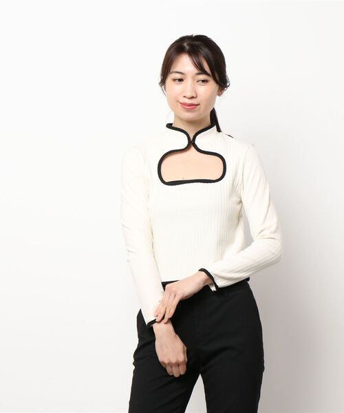 lilLilly(リルリリー)の「チャイナリブトップス(ニット/セーター・レディース・ホワイト/ブラック/ピンク/ブルー・FREE)」の17枚目の写真