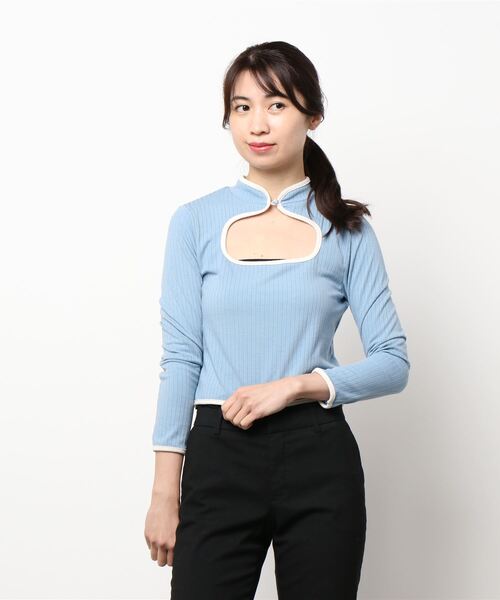 lilLilly(リルリリー)の「チャイナリブトップス(ニット/セーター・レディース・ホワイト/ブラック/ピンク/ブルー・FREE)」の20枚目の写真